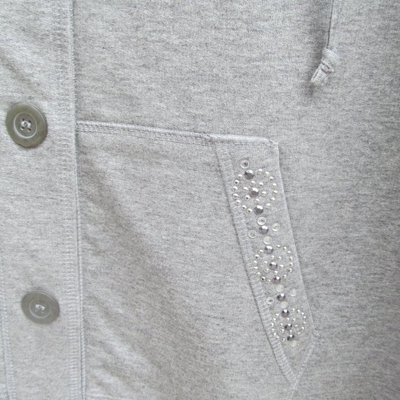 NATALIE & ME sz 1X Gray Vest with Rhinestone Trim - Picture 2 of 4